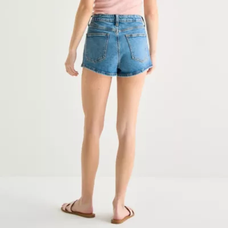 Arizona Womens 2 1/2" High Rise Juniors Denim Short