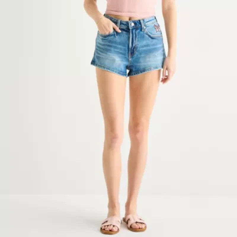 Arizona Womens 2 1/2" High Rise Juniors Denim Short