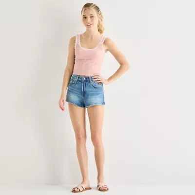 Arizona Womens 2 1/2" High Rise Juniors Denim Short