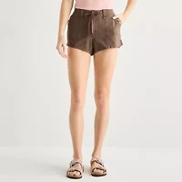 Arizona Womens 1 1/2" Low Rise Juniors Stretch Fabric Chino Short