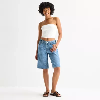Arizona Womens 12 1/4" Low Rise Juniors Denim Short