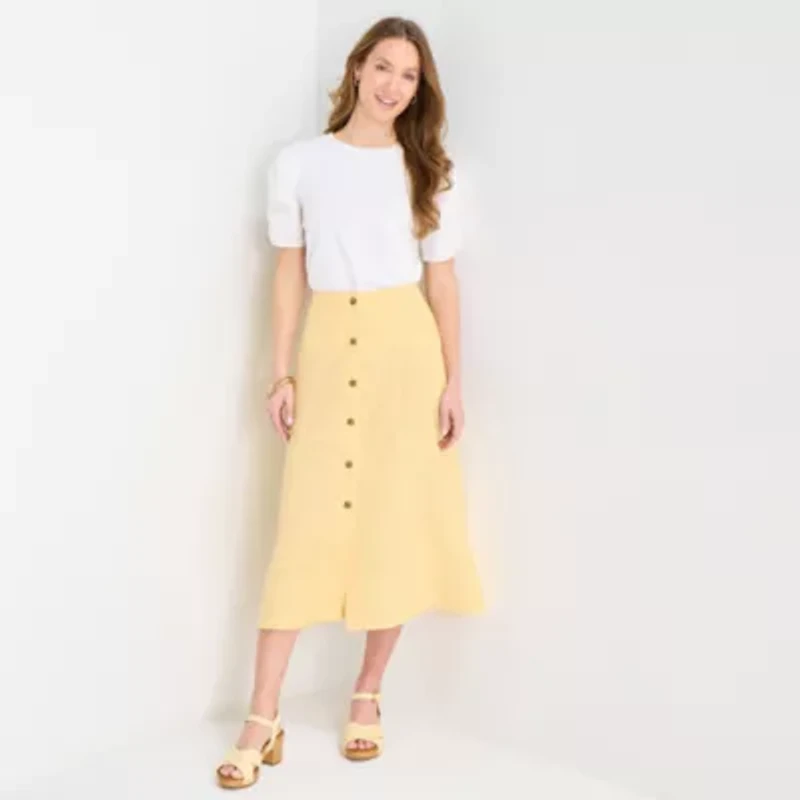 Liz Claiborne Womens Midi A-Line Skirt