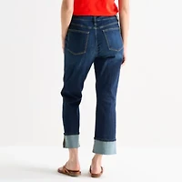 St. John's Bay Womens Mid Rise Wide Cuff Straight Leg Jean