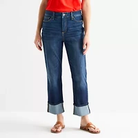 St. John's Bay Womens Mid Rise Wide Cuff Straight Leg Jean