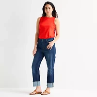 St. John's Bay Womens Mid Rise Wide Cuff Straight Leg Jean