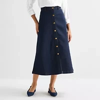 Liz Claiborne Womens Tall Mid Rise Long A-Line Skirt