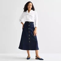 Liz Claiborne Womens Tall Mid Rise Long A-Line Skirt