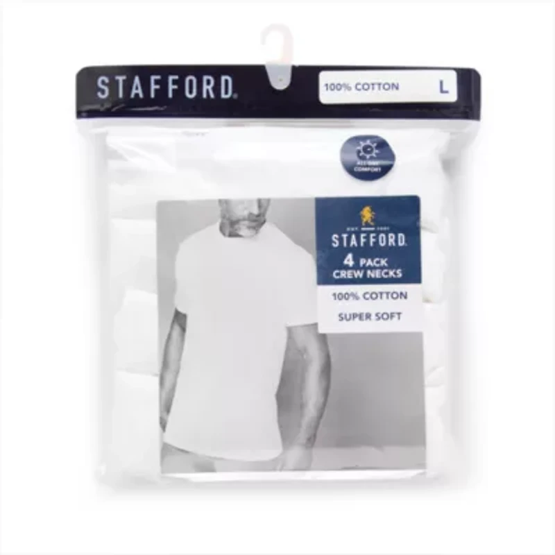 Stafford Super Soft Cotton Mens 4 Pack Short Sleeve Crew Neck T-Shirt