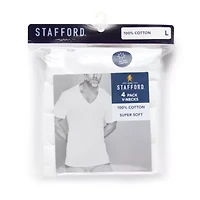 Stafford Super Soft Cotton Mens 4 Pack Short Sleeve V Neck T-Shirt