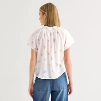 a.n.a Womens Split Crew Neck Short Sleeve Blouse