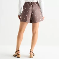 Liz Claiborne Linen Womens Mid Rise Pleated Short
