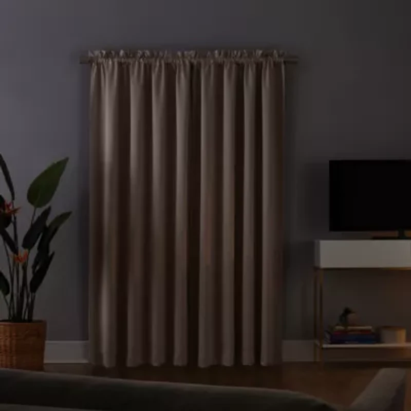 Sun Zero Oslo Rod Pocket Energy Saving 100% Blackout Single Curtain Panel