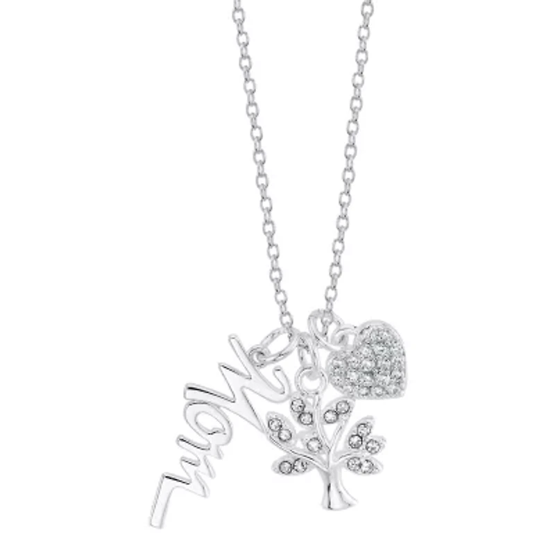Footnotes Mom Womens Sterling Silver Heart 16 Inch Pendant Necklace