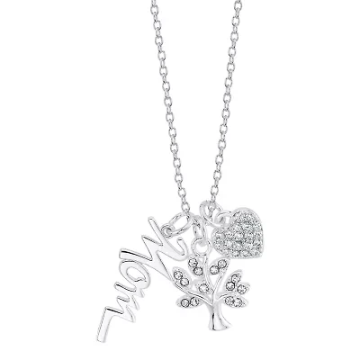 Footnotes Mom Womens Sterling Silver Heart 16 Inch Pendant Necklace