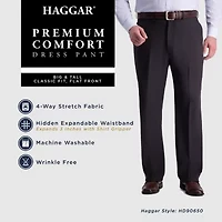Haggar Premium Comfort Expandable Waist Mens Classic Fit Big and Tall Dress Flat Front Pant