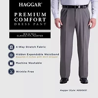Haggar Premium Comfort Expandable Waist Mens Classic Fit Big and Tall Pleated Pant