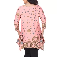 White Mark Plus Erie Womens Scoop Neck 3/4 Sleeve Tunic Top