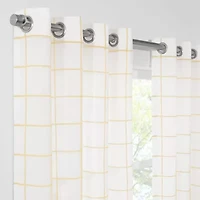 Fieldcrest Arden Windowpane Cotton Grommet Top Sheer Single Curtain Panel