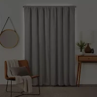 Fieldcrest Devin Solid Cotton Chambray Rod Pocket Energy Saving 100% Blackout Single Curtain Panel