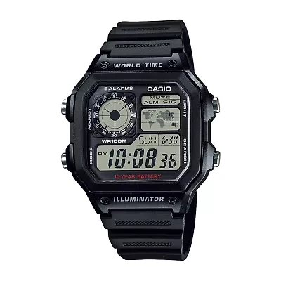 Casio Mens Digital Black Strap Watch Ae1200wh1cos