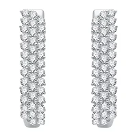 Womens 2 CT. T.W. Natural White Diamond 10K White Gold 26.9mm Hoop Earrings