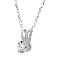 Womens 1/ CT. Natural White Diamond 10K White Gold Round 18 Inch Pendant Necklace