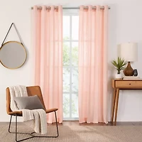 Fieldcrest Arden Solid Cotton Grommet Top Sheer Single Curtain Panel