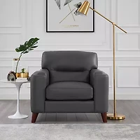 Elm Leather Upholstery Collection Track-Arm Chair