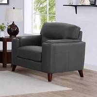 Elm Leather Upholstery Collection Track-Arm Chair