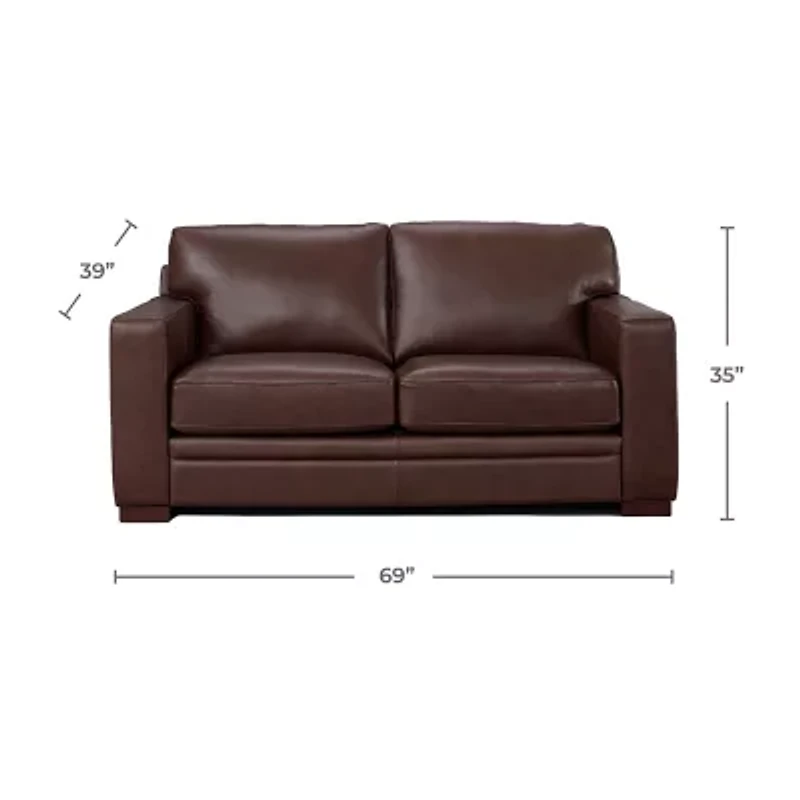 Dillon Leather Upholstery Collection Track-Arm Upholstered Loveseat