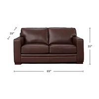 Dillon Leather Upholstery Collection Track-Arm Upholstered Loveseat