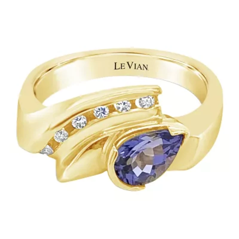 Le Vian® Grand Sample Sale™ Ring featuring 1/2 CT. Blueberry Tanzanite® 1/6 CT. set in 14K Honey Gold™