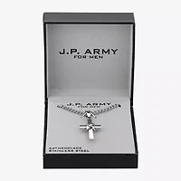 J.P. Army Men's Jewelry Stainless Steel 24 Inch Curb Cross Chain Necklace