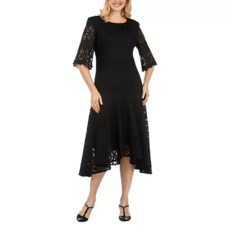 Giovanna Signature Short Sleeve High-Low Fit & Flare Dress