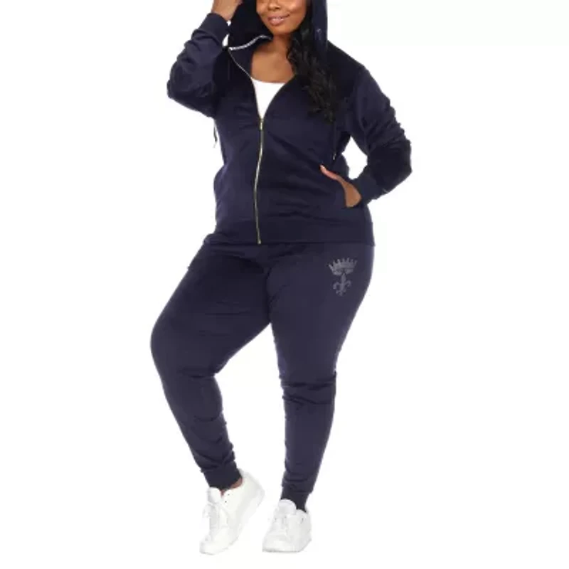White Mark Adjustable Waist 2-pc. Track Suit Plus