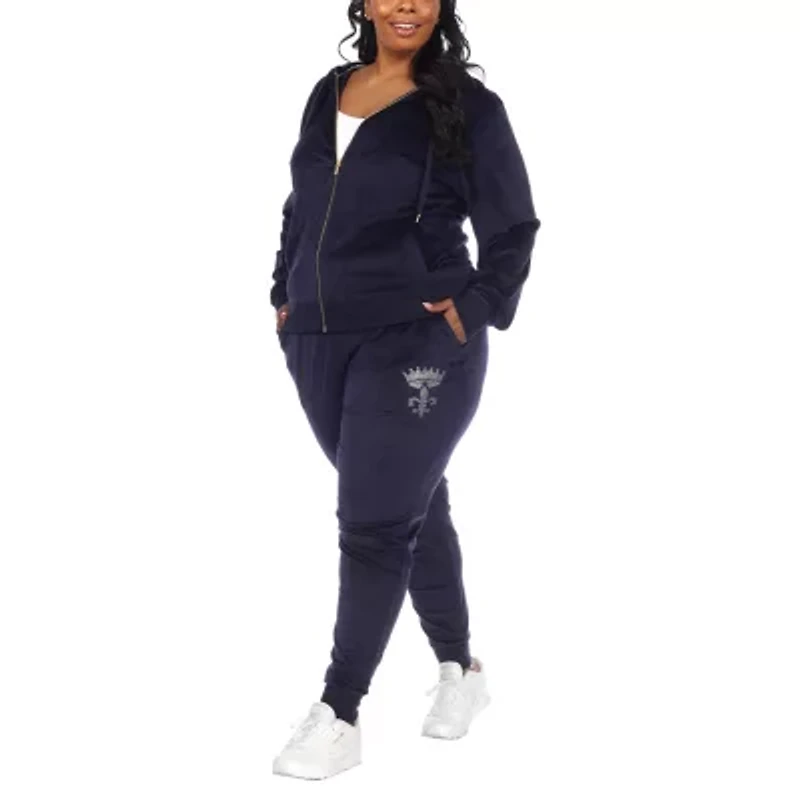 White Mark Adjustable Waist 2-pc. Track Suit Plus