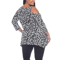 White Mark Plus Womens Scoop Neck 3/4 Sleeve Tunic Top