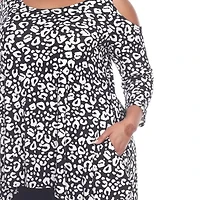 White Mark Plus Womens Scoop Neck 3/4 Sleeve Tunic Top