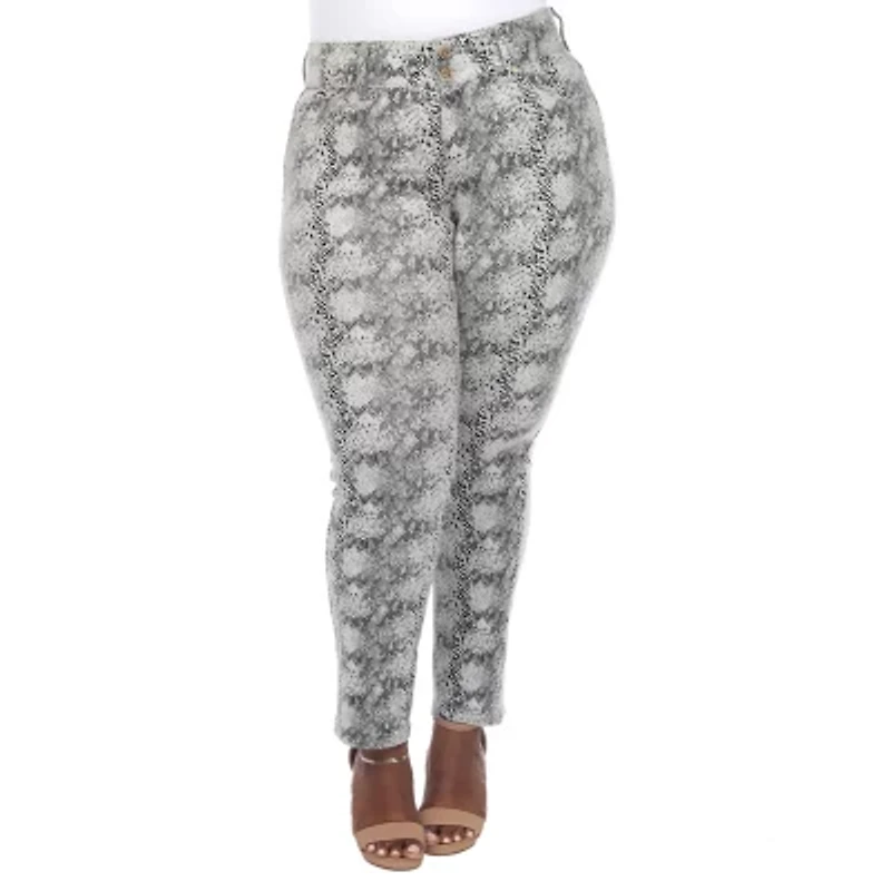 White Mark Womens Stretch Fabric Straight Mid Rise Plus Ankle Pant