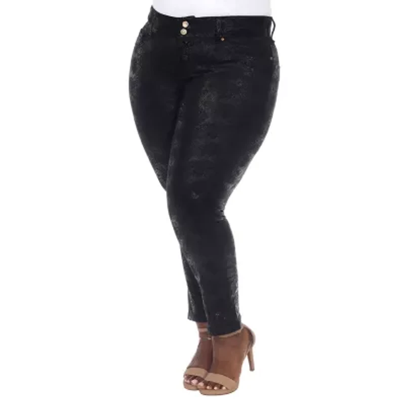White Mark Womens Stretch Fabric Straight Mid Rise Plus Ankle Pant