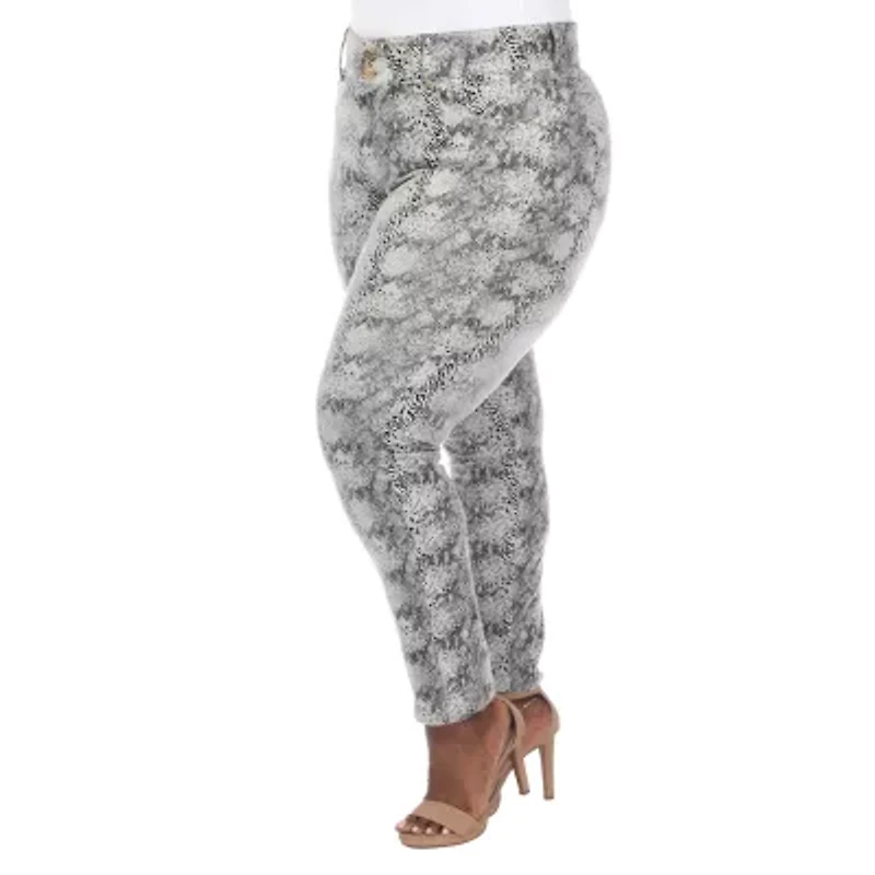 White Mark Womens Stretch Fabric Straight Mid Rise Plus Ankle Pant