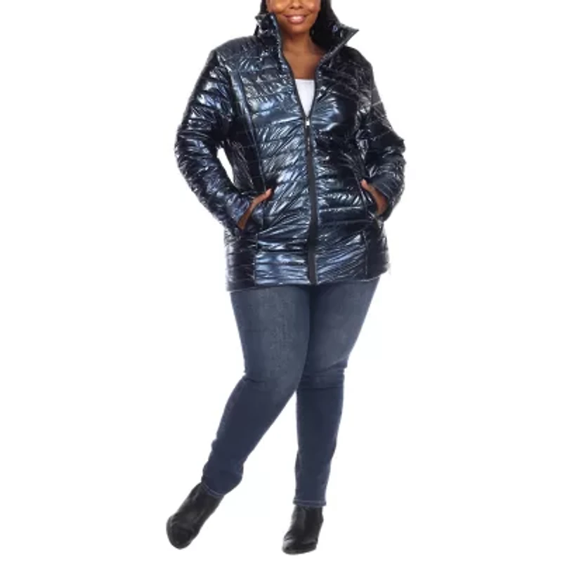 White Mark Womens Water Resistant Midweight Plus Puffer Jacket