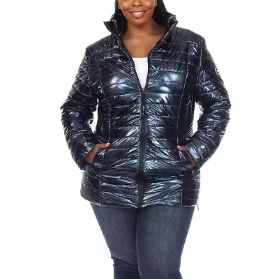 White Mark Womens Water Resistant Midweight Plus Puffer Jacket