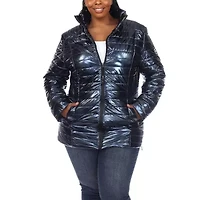 White Mark Womens Water Resistant Midweight Plus Puffer Jacket