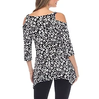 White Mark Womens Scoop Neck 3/4 Sleeve Tunic Top