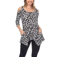 White Mark Womens Scoop Neck 3/4 Sleeve Tunic Top