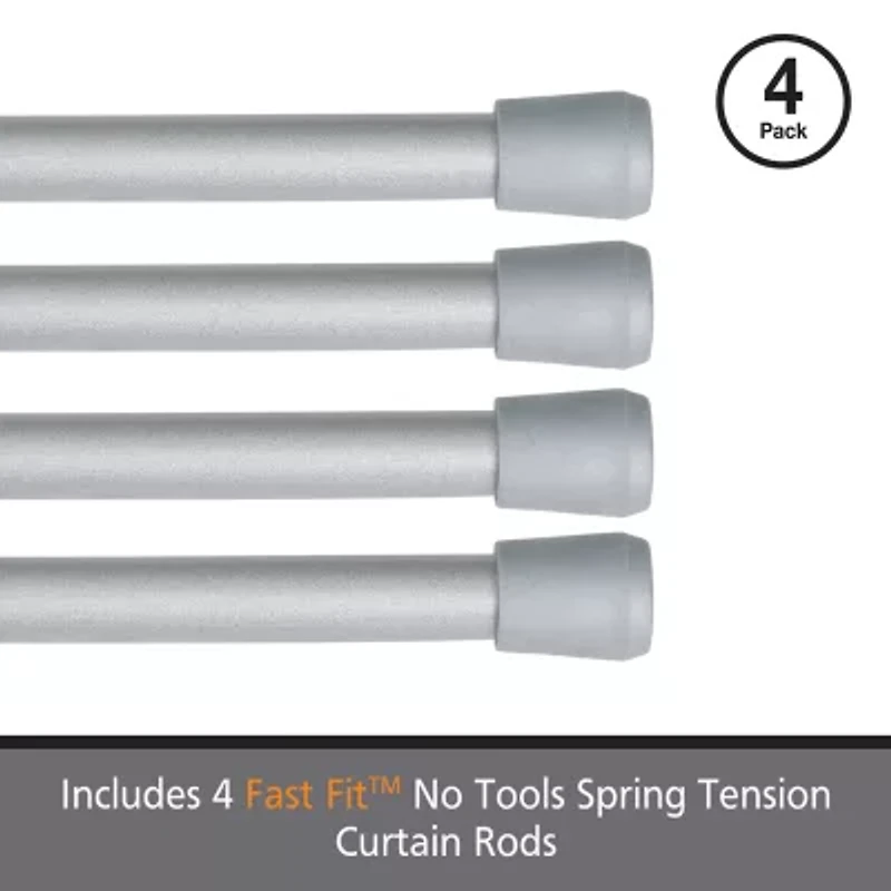 Kenney Fast Fit No Tools 4 Pack 7/16 Tension Curtain Rod