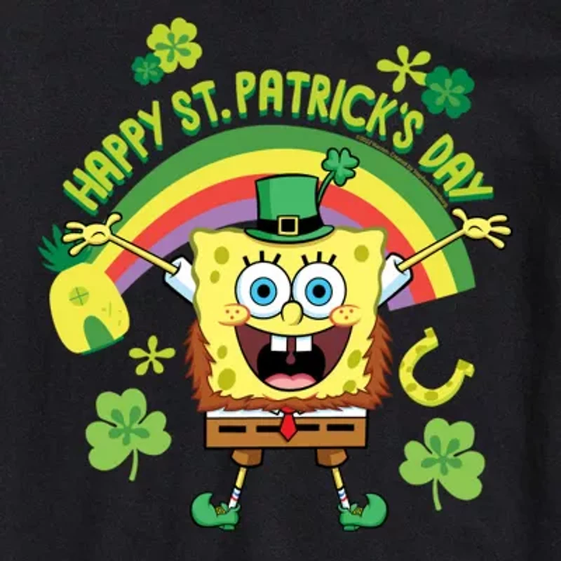 Mens Short Sleeve Spongebob St. Patrick's Day Graphic T-Shirt