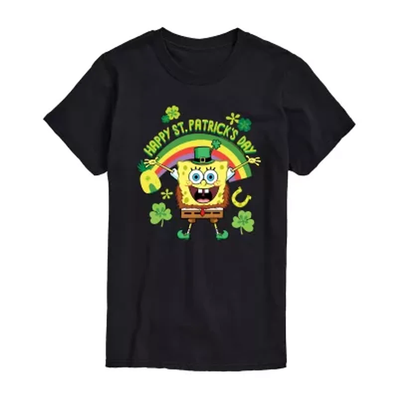 Mens Short Sleeve Spongebob St. Patrick's Day Graphic T-Shirt