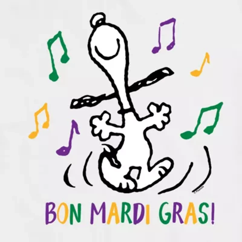 Mens Short Sleeve Peanuts Mardi Gras T-Shirt